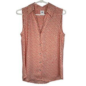 CAbi Blossom Blouse | Sleeveless Button Down Red Floral Shirt | Daisy Print 3982